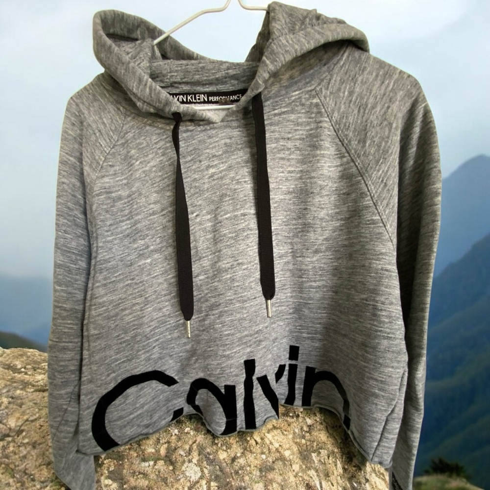 Calvin Klein Performance Gray Cropped Hoodie Medium